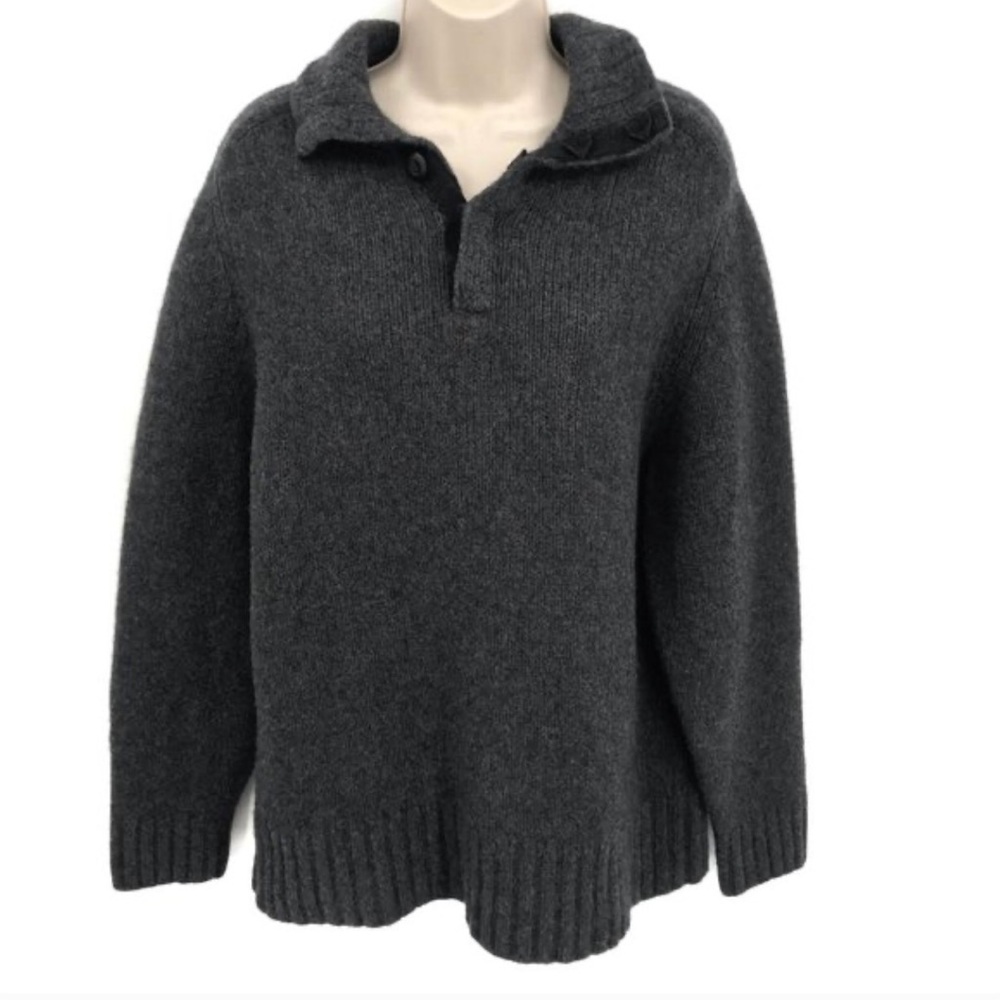 J. Crew Charcoal Lambswool Neck Sweater